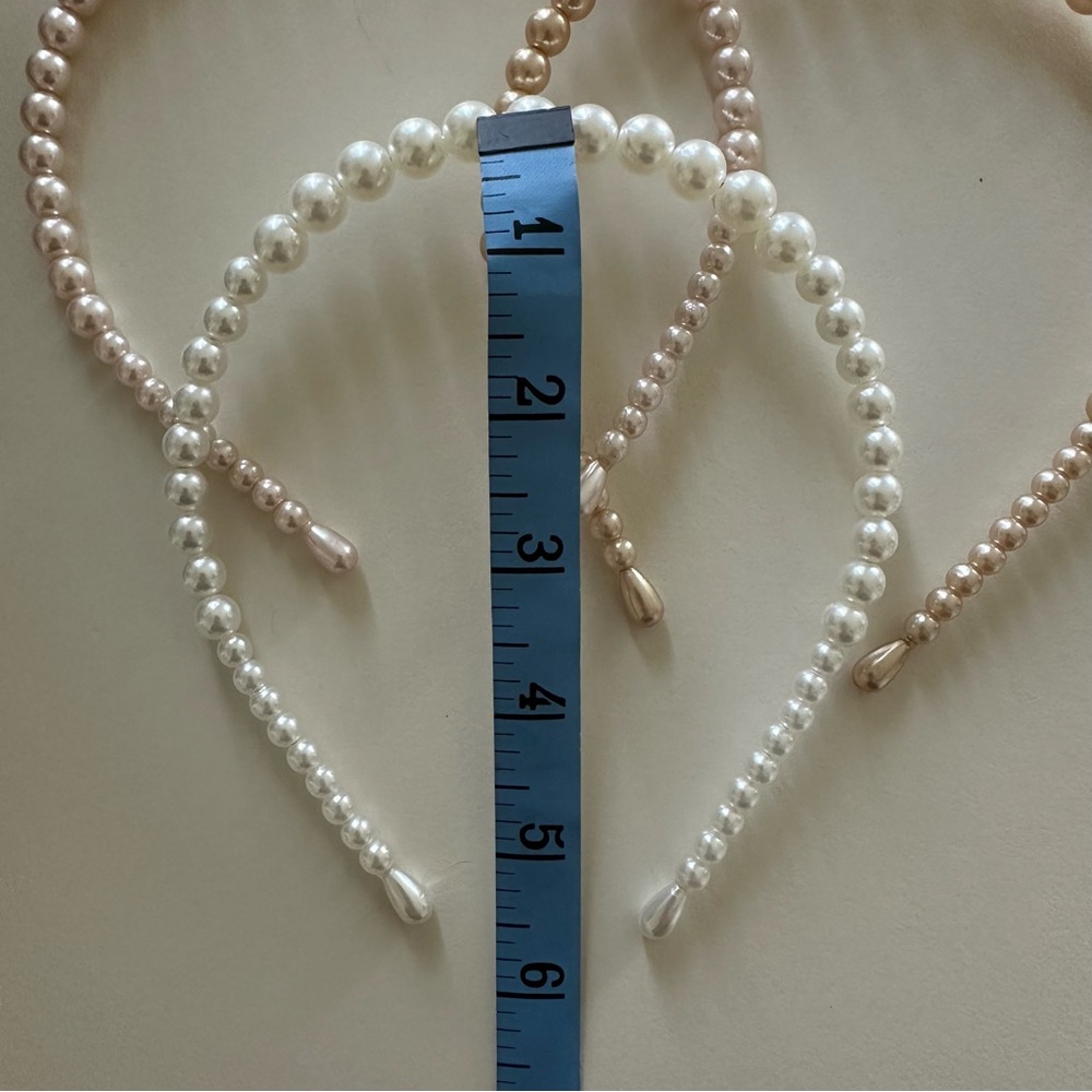 Anthro 🤍 Set of 3 Pearl Headbands - Cream, Gold, and Pink - Picture 4 of 4